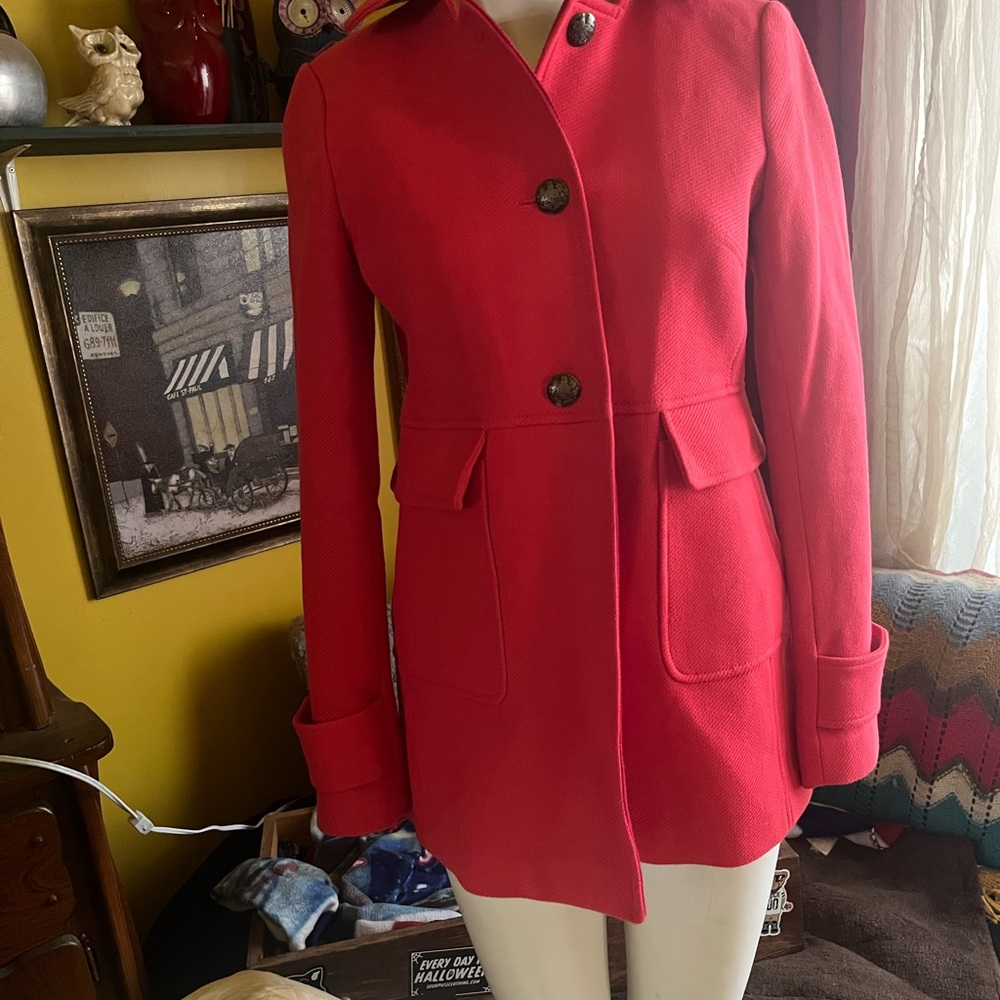 Banana Republic Vibrant Red Pea Coat